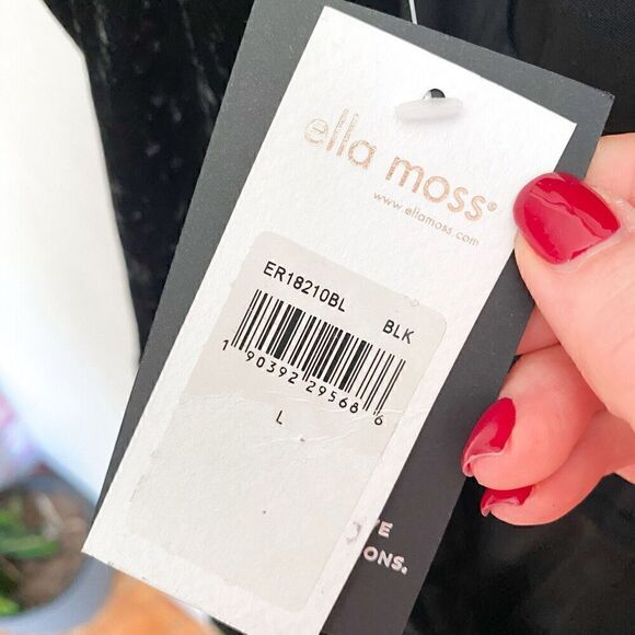 NWT ELLA MOSS WOMEN'S VELVET PLUNGING CAMI JUMPSUIT ROMPER BLACK LARGE WIDE LEG - Picture 10 of 12